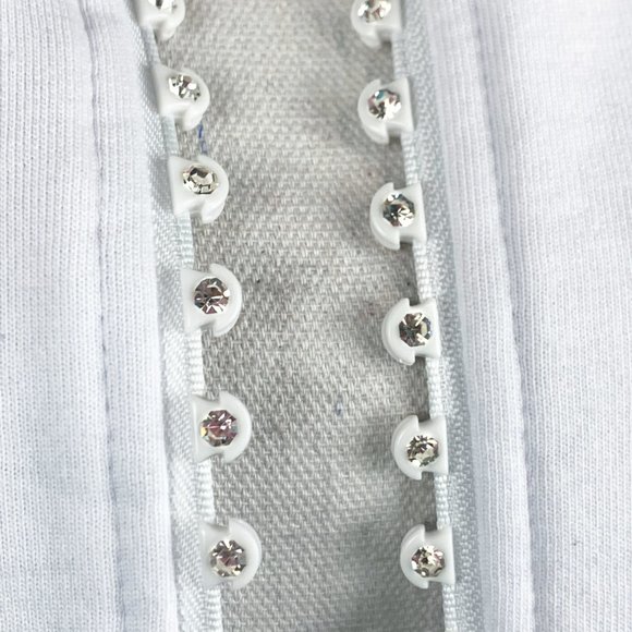 Tia Sweater Women Medium White Zip Up Sparkly Embellished Starfish Vintage - Picture 10 of 13